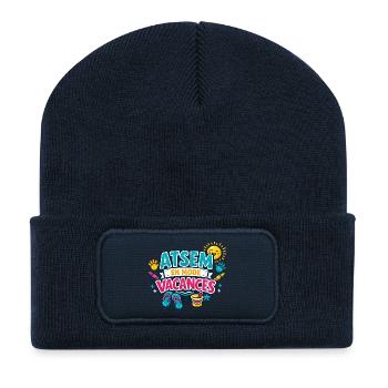 ATSEM en Mode Vacances Cadeau - Beanie recyclé à patch - bleu marine - Devant