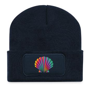 Coquillage Coloré | Motif de l’art maritime - Beanie recyclé à patch - bleu marine - Devant