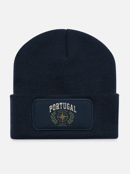 Emblème de l’Esprit Atlantique du Portugal - Beanie recyclé à patch - bleu marine