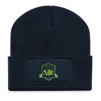 Einschulung Erstklässler Schild Motiv - Recycelte Patch Beanie - French Navy - Vorne
