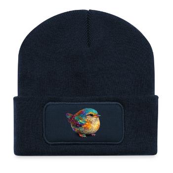 Regenbogenvogel - Recycelte Patch Beanie - French Navy - Vorne