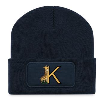 Giraffe Buchstabe K - Recycelte Patch Beanie - French Navy - Vorne