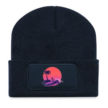 Sunset Wave Rider - Recycled Patch Beanie - french navy - Front