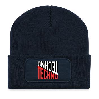 Inverse Techno Typography - Recycled Patch Beanie - french navy - Front