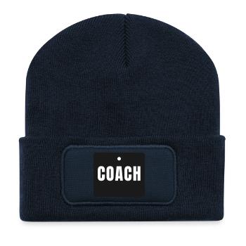 Coach Badge - Danke Trainer Sport Geschenk - Recycelte Patch Beanie - French Navy - Vorne