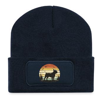 Sunset Wild Dog Silhouette - Recycled Patch Beanie - french navy - Front