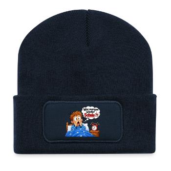 Schulstart Albtraum Cartoon - Recycelte Patch Beanie - French Navy - Vorne