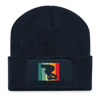 Skateboard Skater Retro Vintage Skaten Geschenk - Recycelte Patch Beanie - French Navy - Vorne