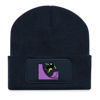 Skateboard Halfpipe Grafik - Recycelte Patch Beanie - French Navy - Vorne