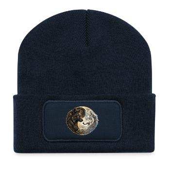 Celtic Wolves Yin Yang – Steampunk Harmony. - Recycelte Patch Beanie - French Navy - Vorne