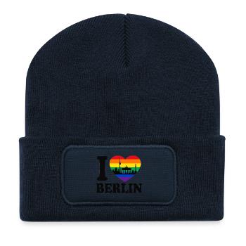 Ich liebe Berlin - Vielfalt - Regenbogenfarben - Recycelte Patch Beanie - French Navy - Vorne