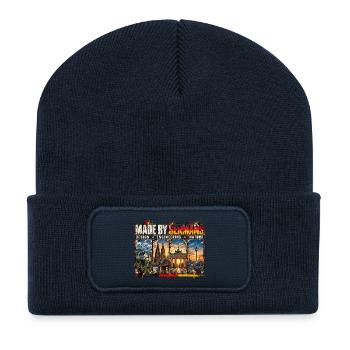 Made by Germans: Technik & Natur Collage - Recycelte Patch Beanie - French Navy - Vorne