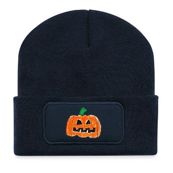 Süßer Jack O' Lantern – Halloween-Design - Recycelte Patch Beanie - French Navy - Vorne