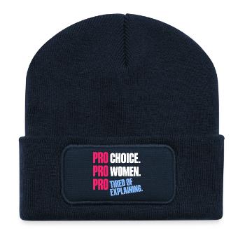 Pro Choice Pro Women Pro Tired Of Explaining - Recycelte Patch Beanie - French Navy - Vorne