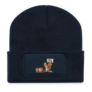 Cooles Eichhörnchen - Recycelte Patch Beanie - French Navy - Vorne
