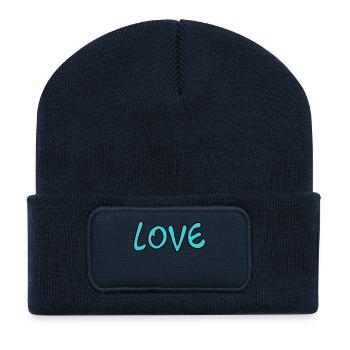 LIEBE. MAMA. MUTTERTAG. SCHÖNEN MUTTERTAG - Recycelte Patch Beanie - French Navy - Vorne