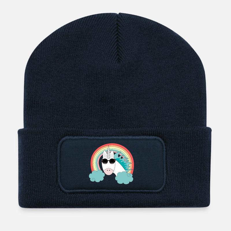 Einhorn mit Sonnenbrille - Recycelte Patch Beanie - French Navy