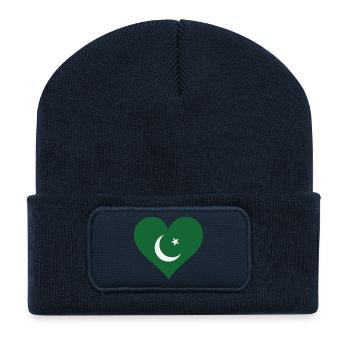 Un coeur pour le Pakistan - Beanie recyclé à patch - bleu marine - Devant