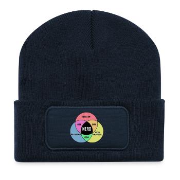 T-shirt idée de cadeau de Noël drôle Nerd - Beanie recyclé à patch - bleu marine - Devant