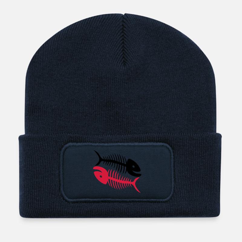 Smiling Fish Bones - Recycled Patch Beanie - french navy