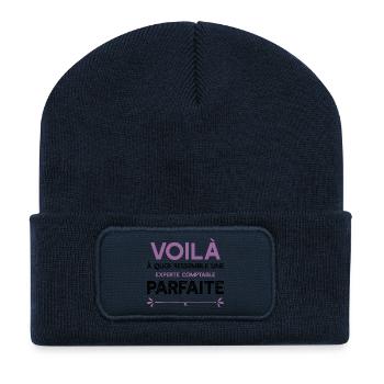 Une Experte comptable parfaite cadeau - Beanie recyclé à patch - bleu marine - Devant