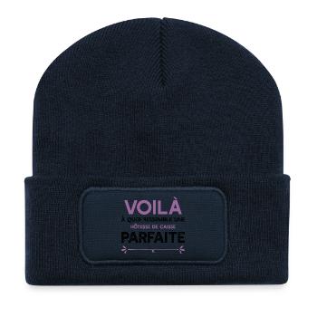 Une Hôtesse de caisse parfaite cadeau - Beanie recyclé à patch - bleu marine - Devant