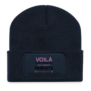 Une Agent immobilier parfaite cadeau - Beanie recyclé à patch - bleu marine - Devant
