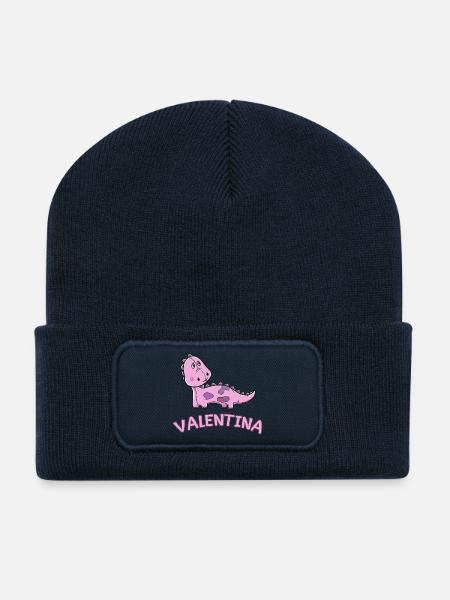Dinosaure enfant drôle Valentina cadeau naissance - Beanie recyclé à patch - bleu marine