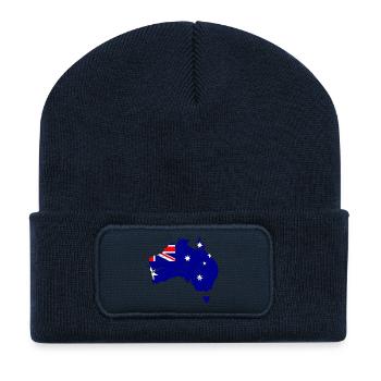 Australien vintage Karte - Recycelte Patch Beanie - French Navy - Vorne