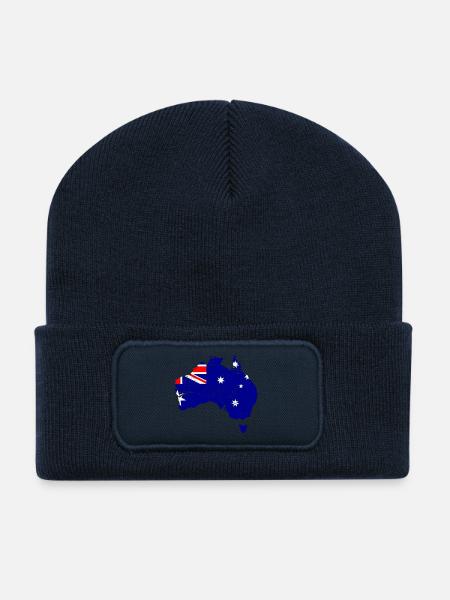 Australien vintage Karte - Recycelte Patch Beanie - French Navy