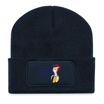Cadeau de banane Ne jamais faire un contact visuel en mangeant - Beanie recyclé à patch - bleu marine - Devant