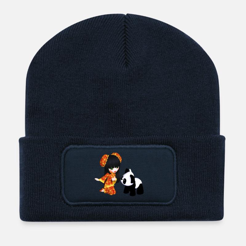 Kawaii China Girl - Recycelte Patch Beanie - French Navy