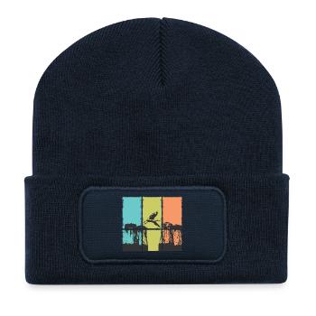 Collection d’art abstrait pour les amis côtiers - Seagull - Beanie recyclé à patch - bleu marine - Devant