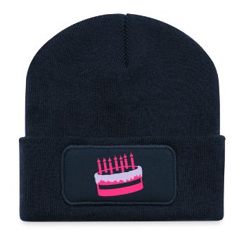 Gâteau d'anniversaire gâteau anniversaire annivers - Beanie recyclé à patch - bleu marine - Devant