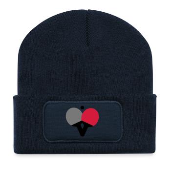 Tennis de table - Ping Pong - Beanie recyclé à patch - bleu marine - Devant