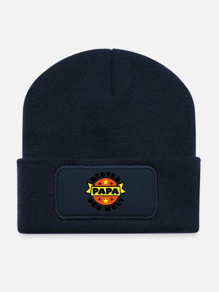 papa vatertag himmelfahrt - Recycelte Patch Beanie - French Navy