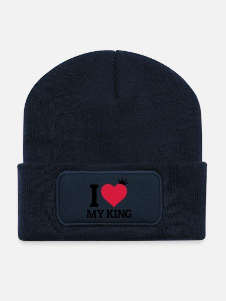 I love my King - Recycelte Patch Beanie - French Navy