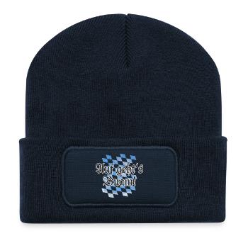 Auf geht's Buam Bayern Spruch mit Rauten - Recycelte Patch Beanie - French Navy - Vorne