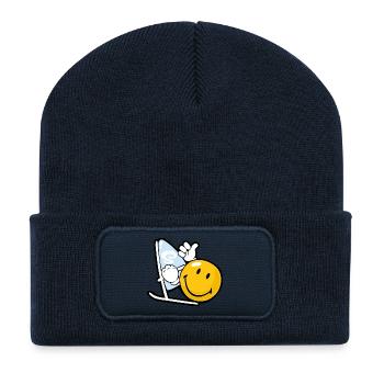 Smiley Windsurfing - Beanie recyclé à patch - bleu marine - Devant