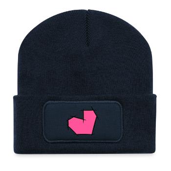 Coeur de lignes - Beanie recyclé à patch - bleu marine - Devant