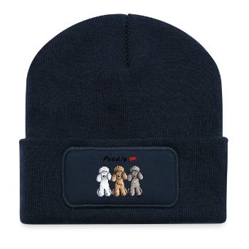Caniche Amour - Caniche - Coeur - Chien - Beanie recyclé à patch - bleu marine - Devant