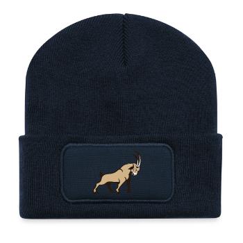 Illustration vectorielle de la gazelle dorée Capricorne - Beanie recyclé à patch - bleu marine - Devant