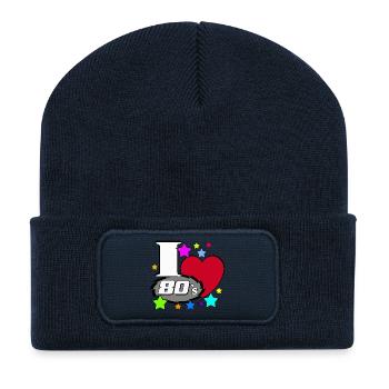 J'aime 80 s - Beanie recyclé à patch - bleu marine - Devant