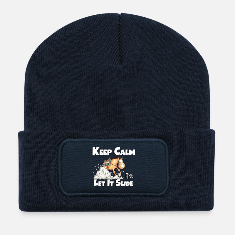 Westernpferd Sliding Stop I Pferde Sprüche - Recycelte Patch Beanie - French Navy