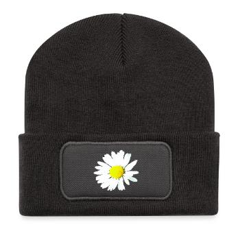Blume - Gänseblümchen - Recycelte Patch Beanie - Dunkelgrau - Vorne