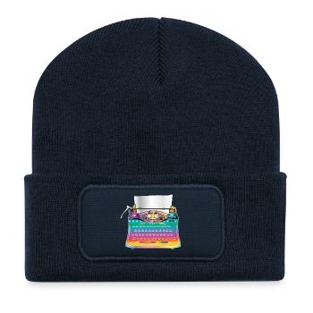 colorful antique typewriter for retro fans - Recycled Patch Beanie - french navy - Front