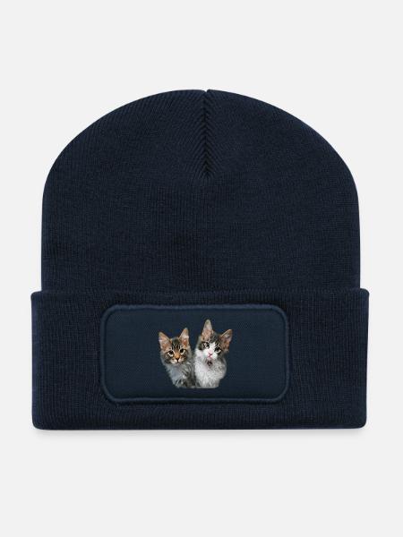 Chatons - Beanie recyclé à patch - bleu marine