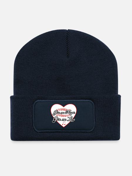 Musik Liebe Musiker Musical Sprüche - Recycelte Patch Beanie - French Navy