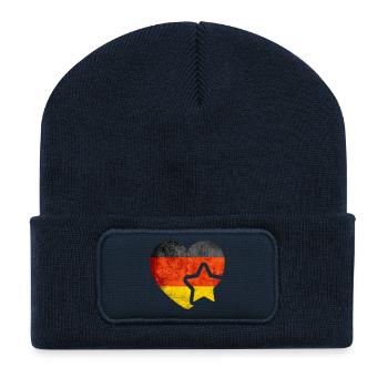 My heart for Germany - Vintage German flag - Recycled Patch Beanie - french navy - Front