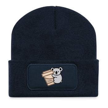 Koala Needs Coffee - Recycled Patch Beanie - french navy - Front